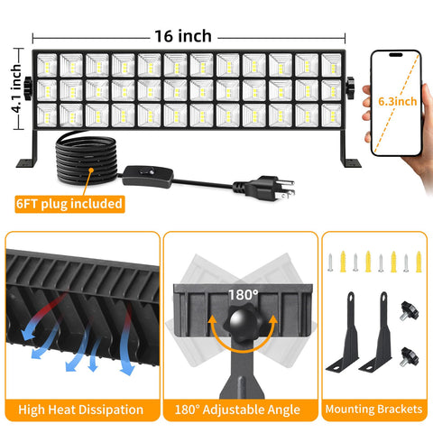 YQNLIFA 100W shop light mounted on wall or ceiling for versatile setup