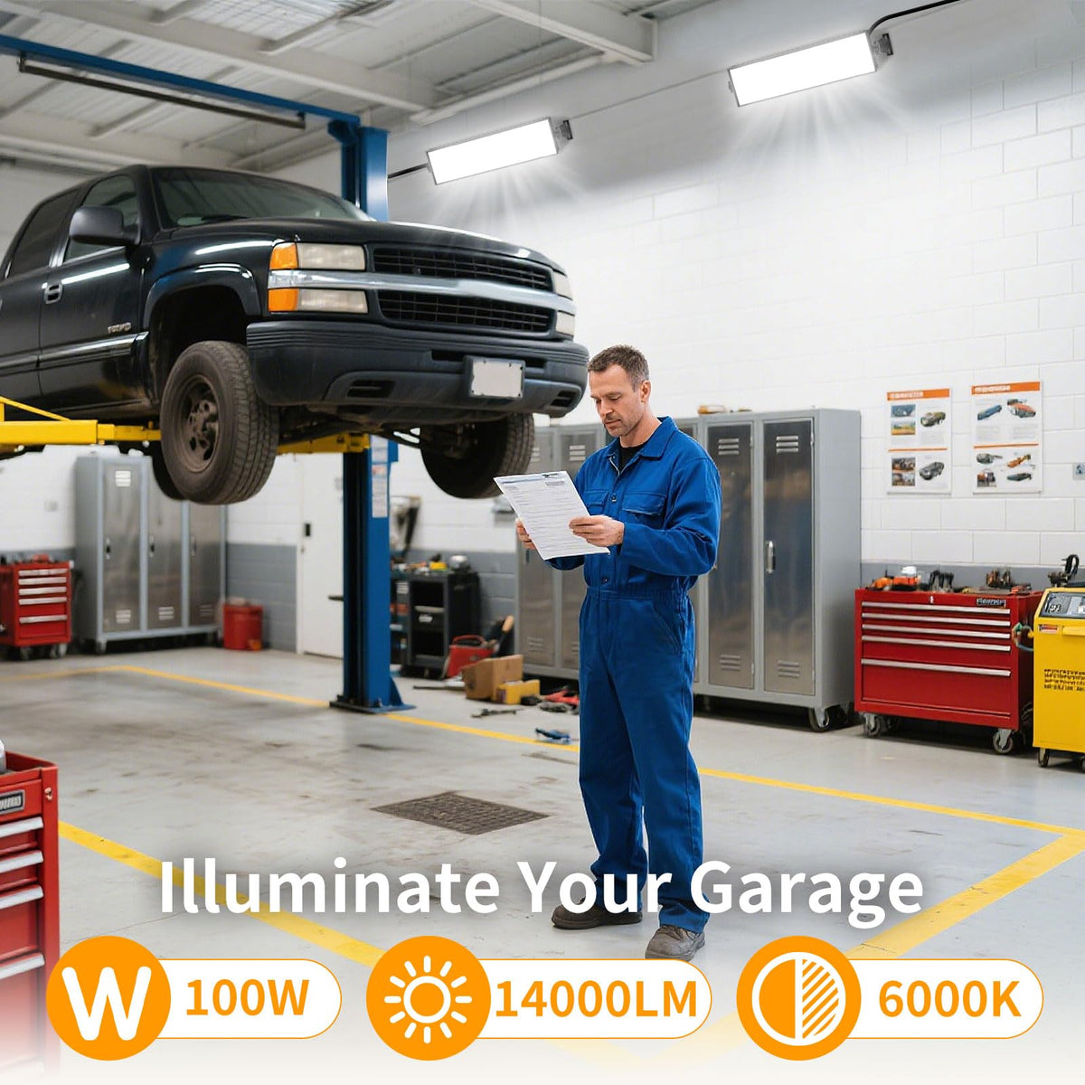YQNLIFA 100W shop light with wide beam for even coverage in large spaces