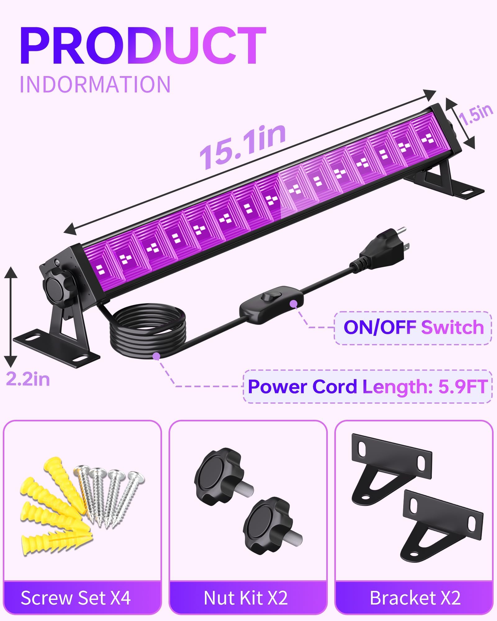 YQNLIFA 42W bar covers wide stage visuals with 120-degree beam