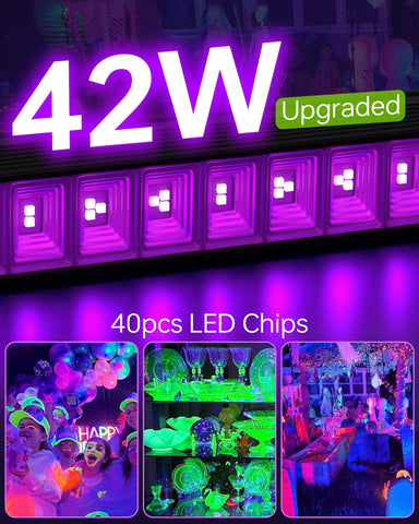 YQNLIFA dual-pack LED black lights enhance neon colors at parties