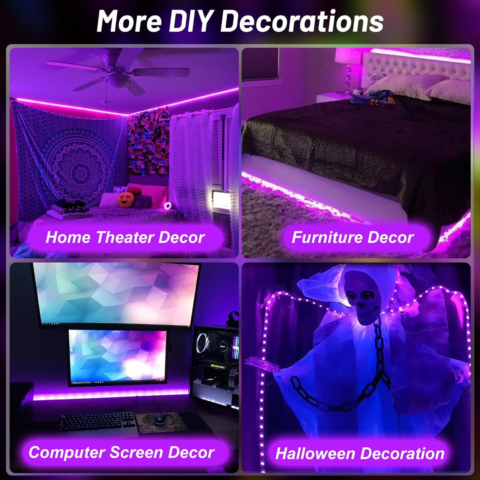 YQNLIFA glow party scene powered by UV light strip.