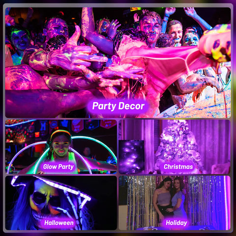 YQNLIFA Halloween décor illuminated by black light strip.