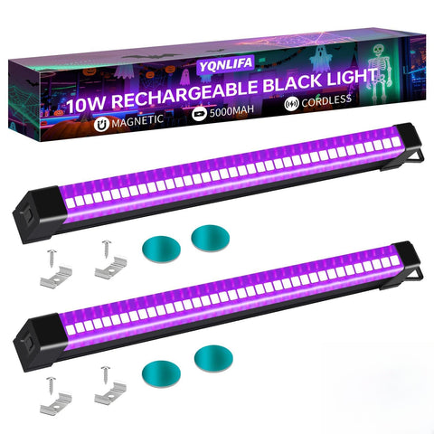 YQNLIFA cordless black light bar with magnetic back for fast, mess-free mounting.