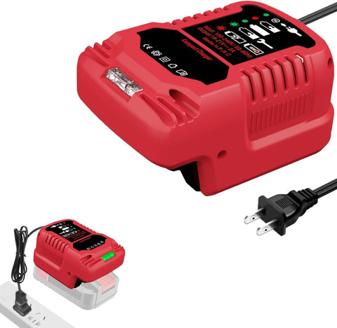 YRGJDCA Bauer 20V charger front view highlighting compact travel-friendly design.