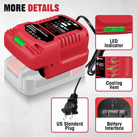 YRGJDCA Bauer 20V charger safety protections prevent overheating and overcharge.