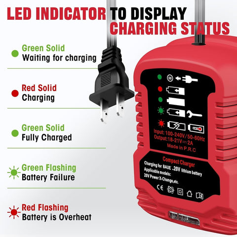 YRGJDCA Bauer 20V charger with US plug ready for quick setup.