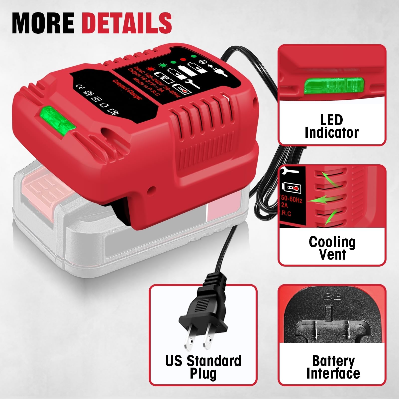 YRGJDCA Bauer 20V charger LED indicators show charging status