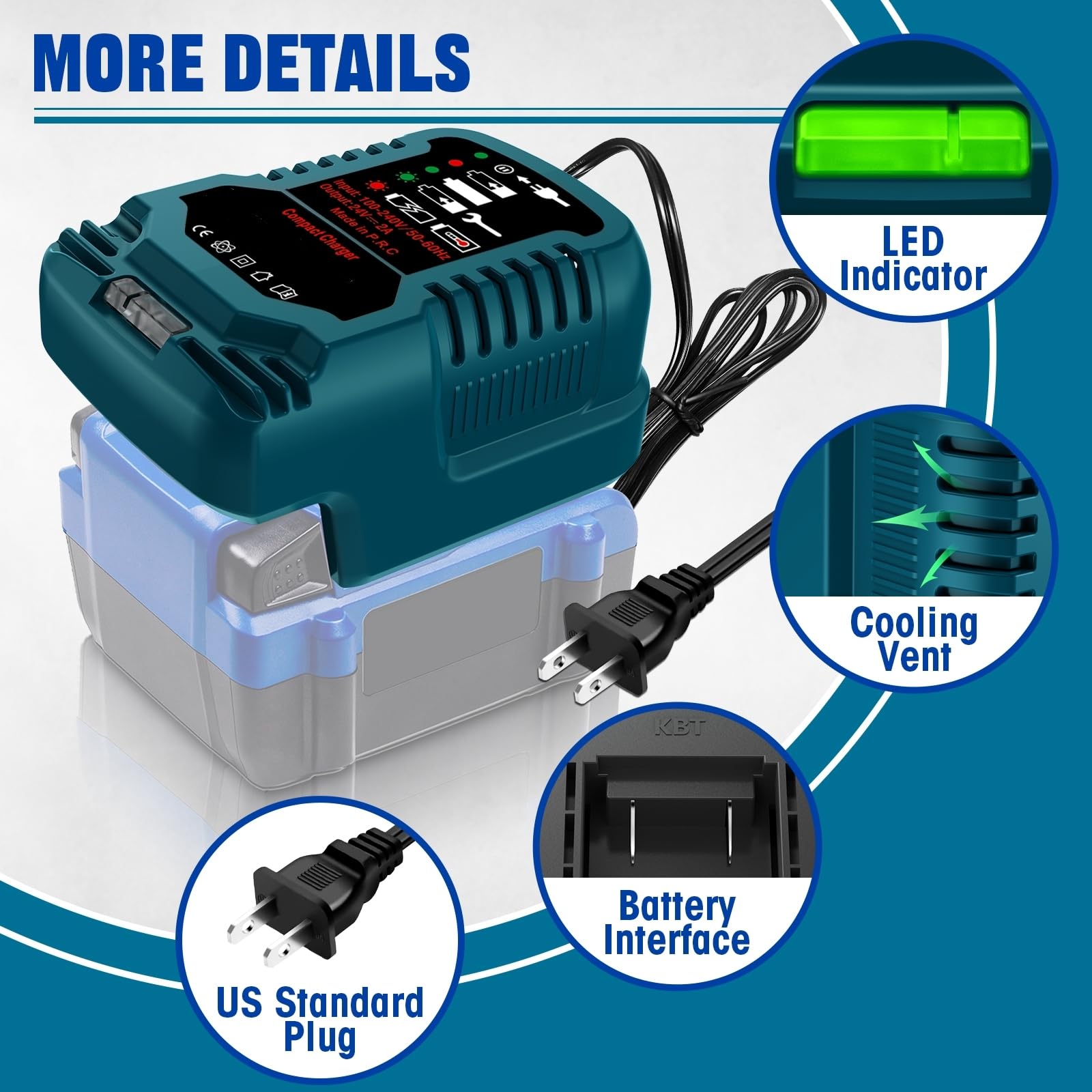 YRGJDCA Kobalt 24V charger compact pack emphasizes travel-ready design.