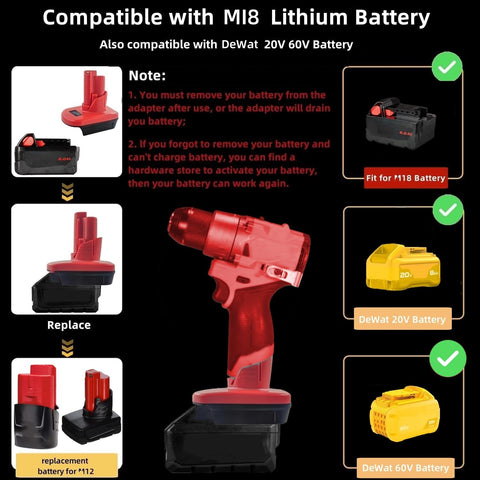 YRGJDCA M18 to M12 adapter in-use powering M12 tools on site