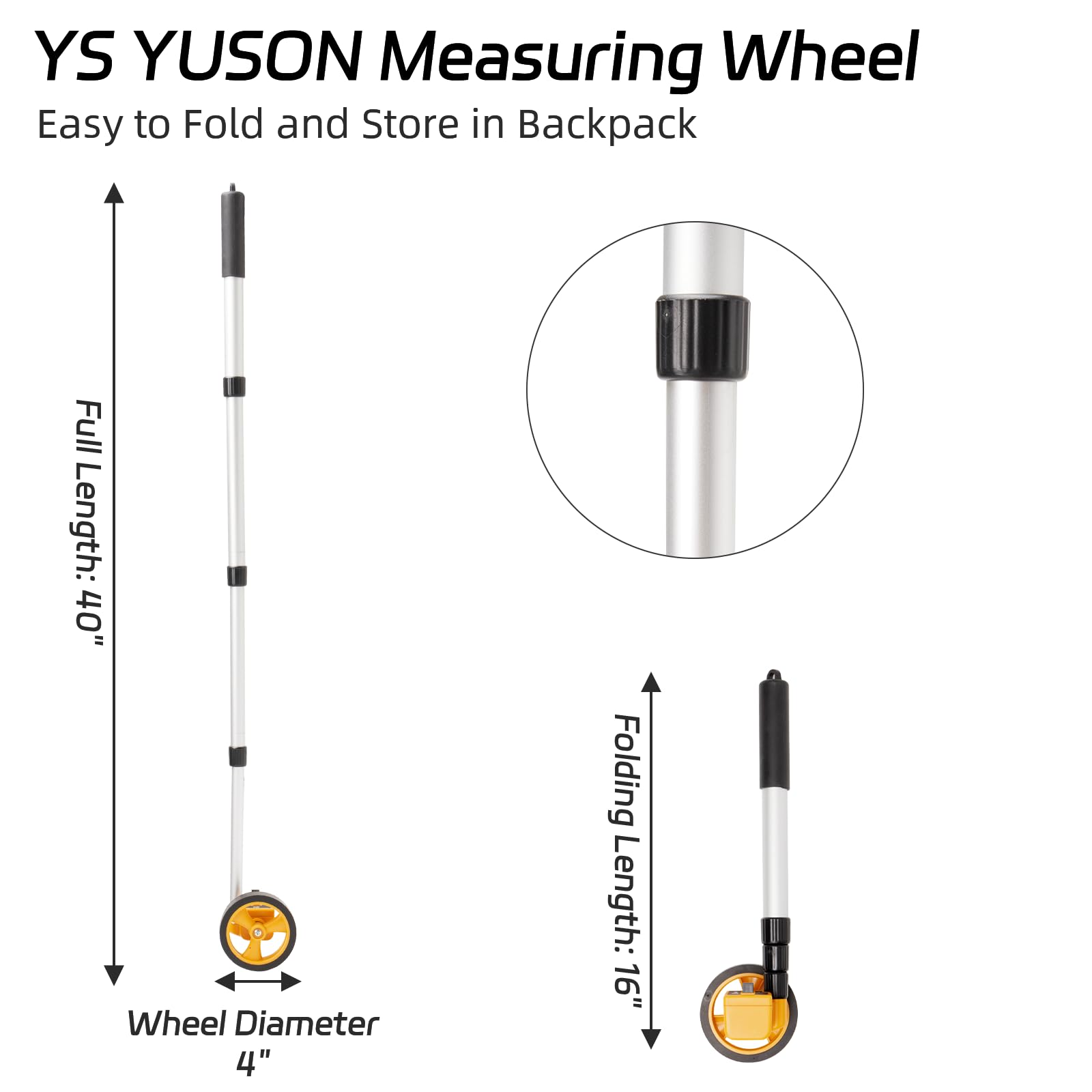 YS YUSON digital measuring wheel with mechanical counter for battery-free accuracy