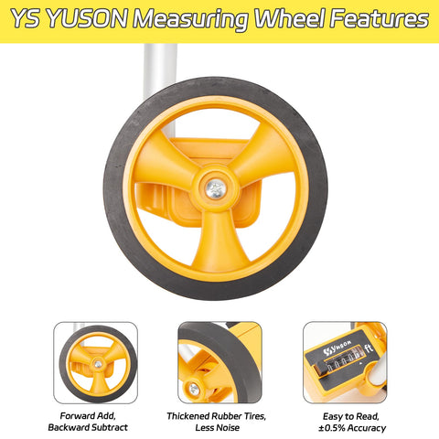 YS YUSON wheel includes tape measure and level ruler for on-site checks