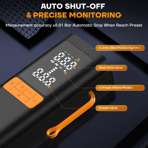 YSEAGA compact cordless inflator fits in the glove box