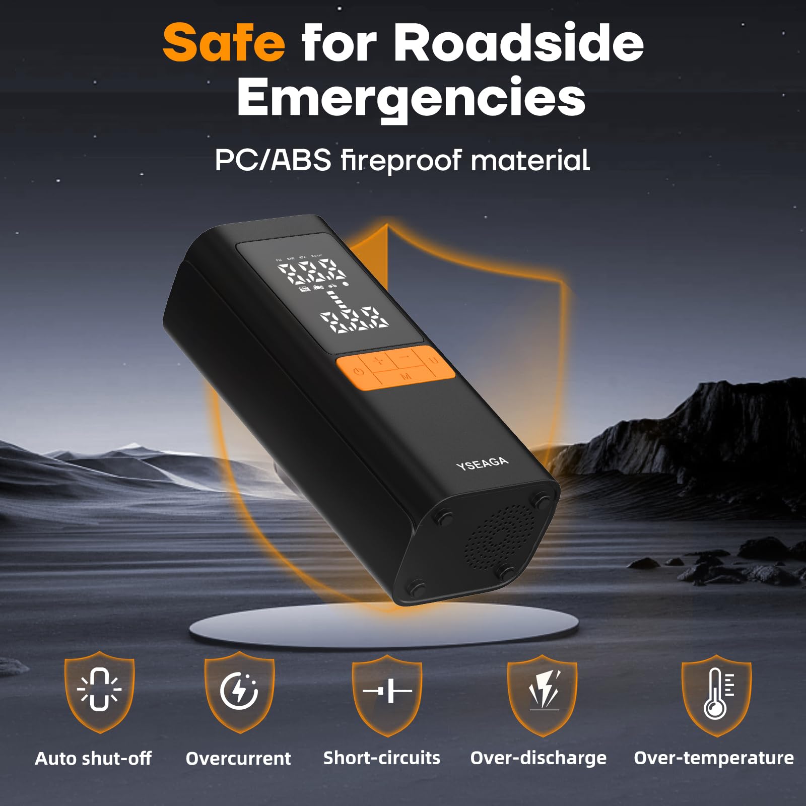 YSEAGA inflator delivering rapid inflation up to 150 PSI for cars