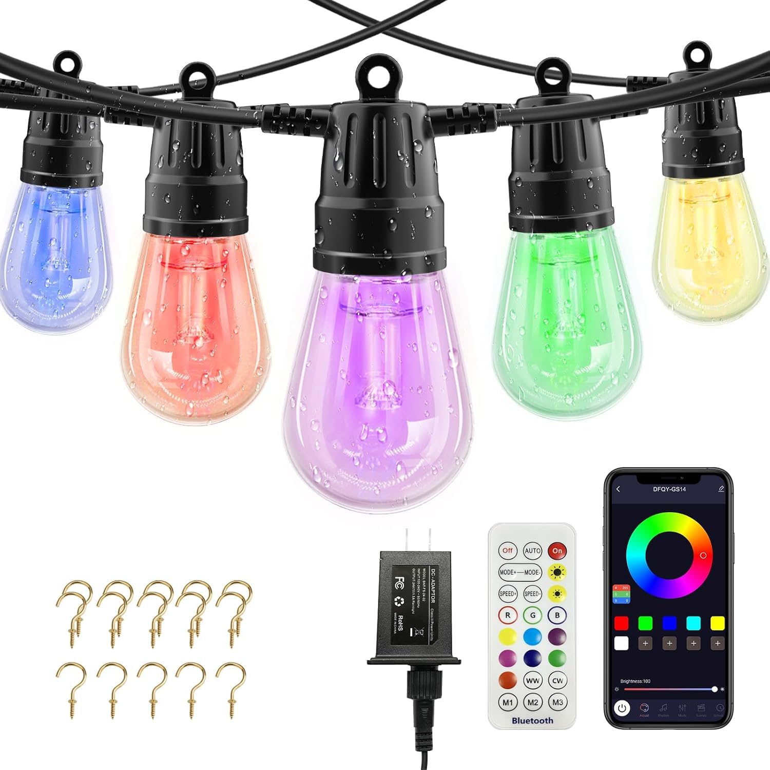 YSJ outdoor string lights 49ft glow for cozy patios