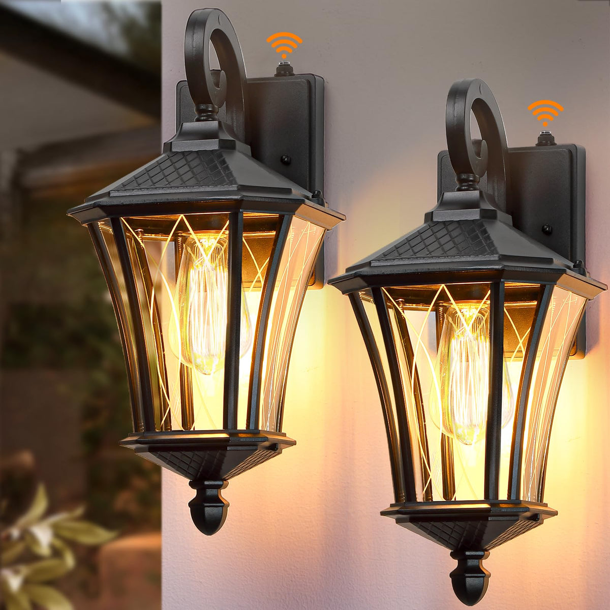 YSN 2 pack dusk to dawn wall light front view for porch illumination