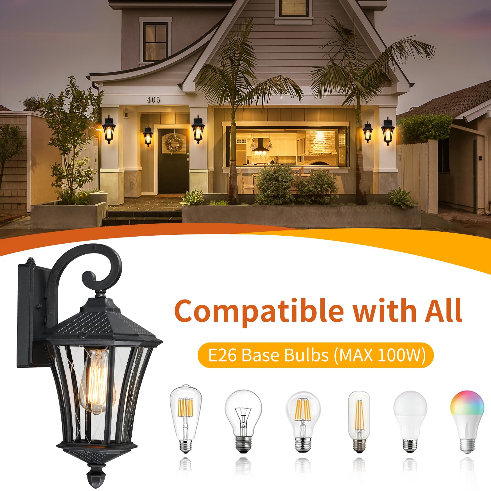YSN E26 socket compatible outdoor light suitable for many bulbs