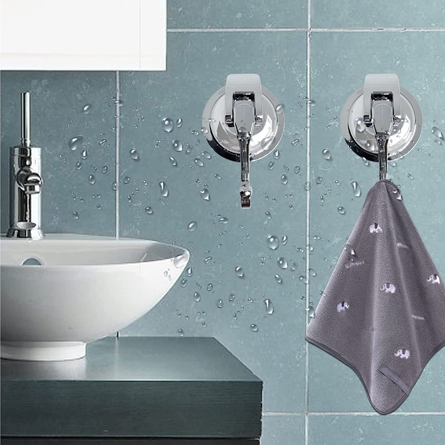 YSSILADI suction cup hooks on glass surfaces show strong adhesion for smooth tiles
