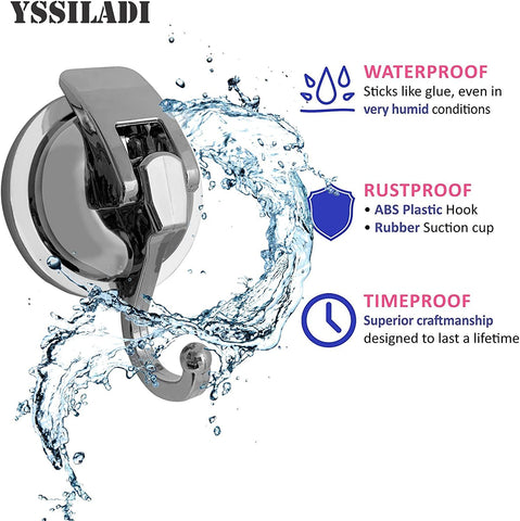 YSSILADI heavy-duty hook supports up to 15 pounds on non-porous surfaces