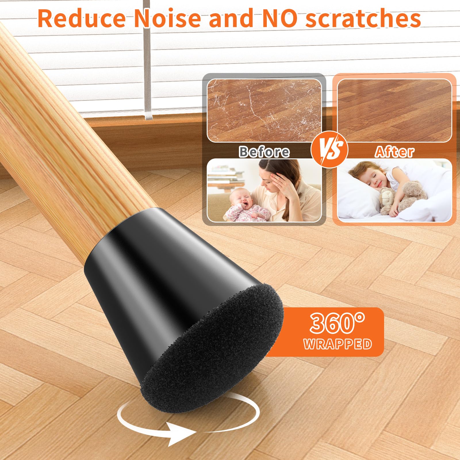 YTEACIUL fits round and square chair legs, sizes 20–24 mm and 14–19 mm