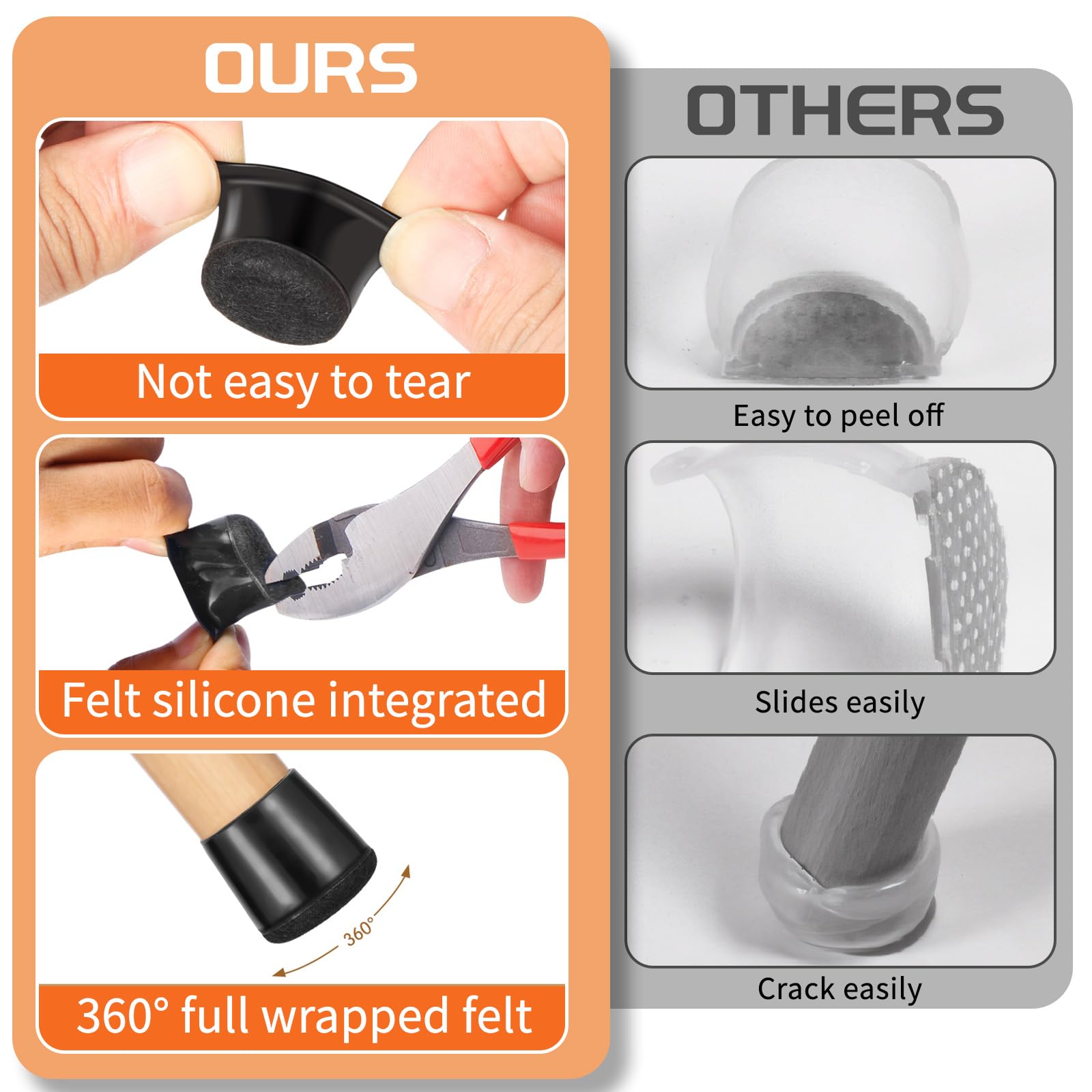 YTEACIUL chair leg protectors reduce noise and prevent floor scratches