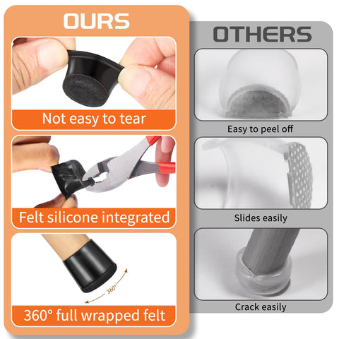 YTEACIUL chair leg protectors reduce noise and prevent floor scratches