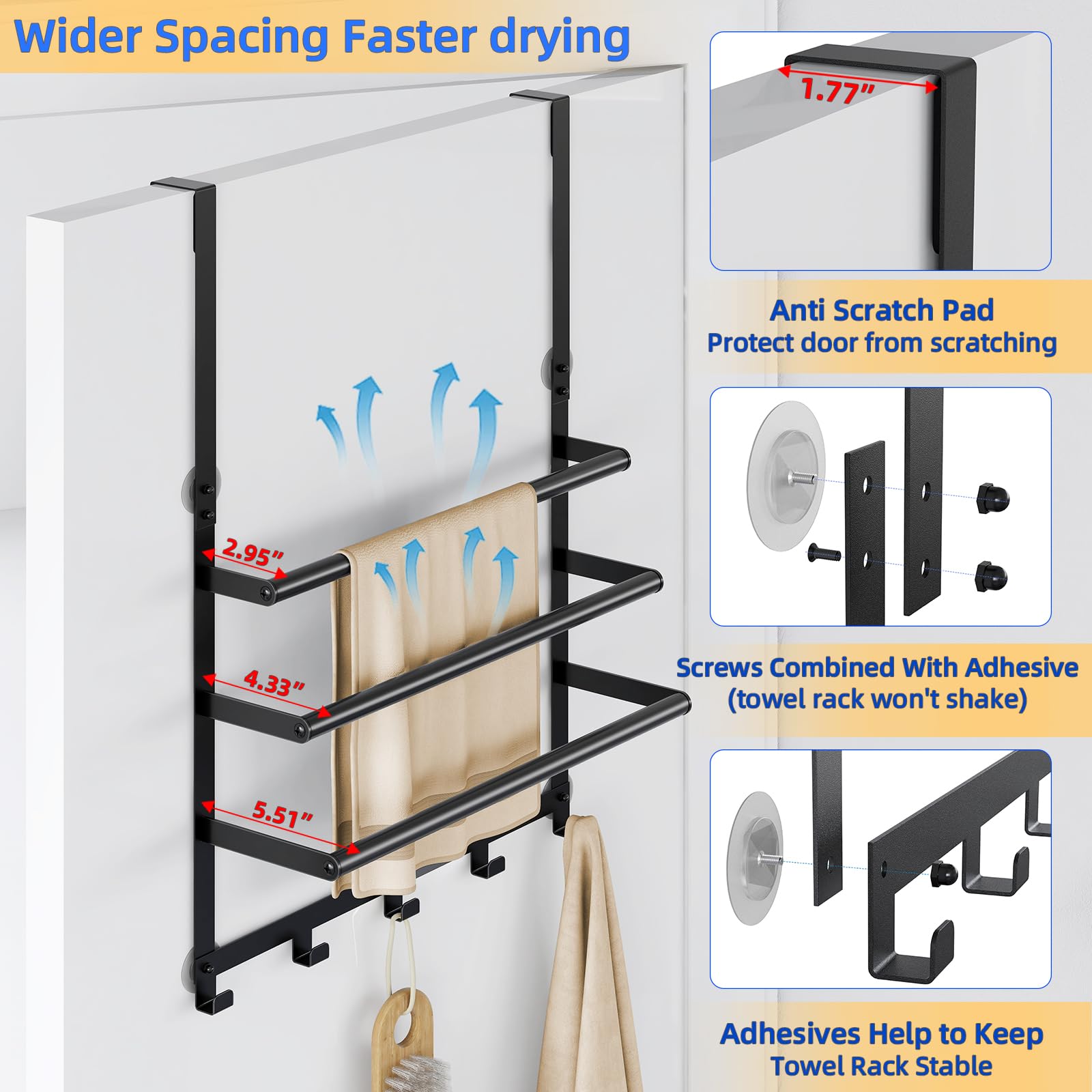YTAIMITOP sturdy thickened steel construction resists moisture for long-lasting bathroom organization
