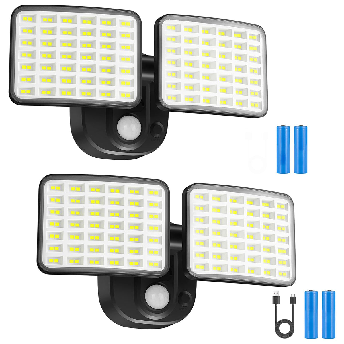 YTKIH rechargeable light front view shows wide 180-degree illumination for yard safety.