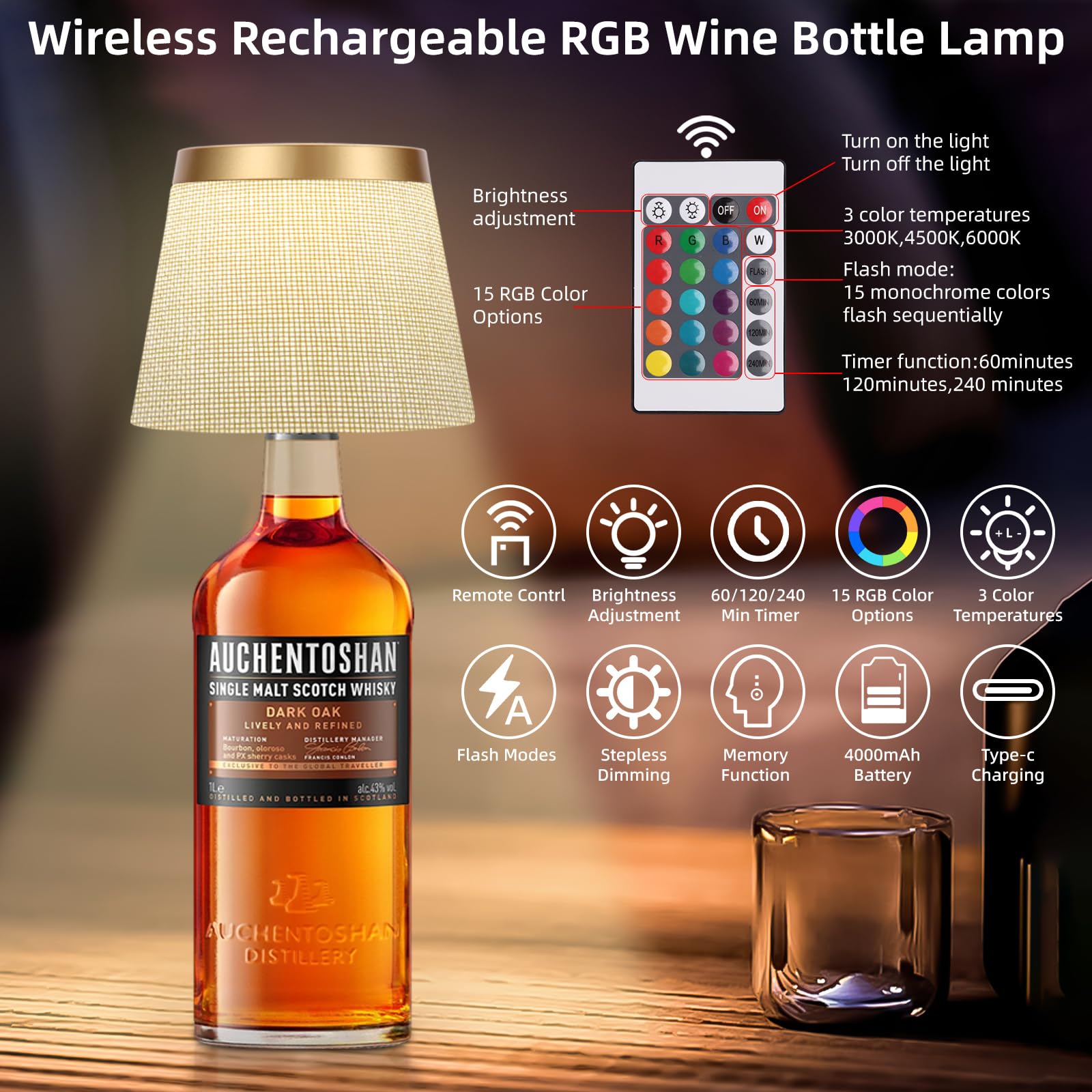 YTRUSTIX RGBW touch-control bottle lamp for versatile lighting
