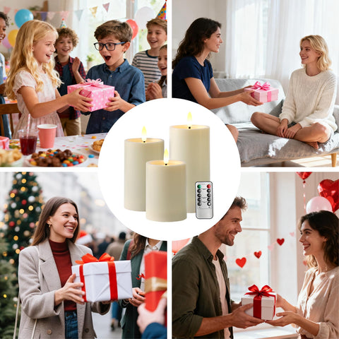 YTRUSTIX packaging includes three candles and remote for quick setup.