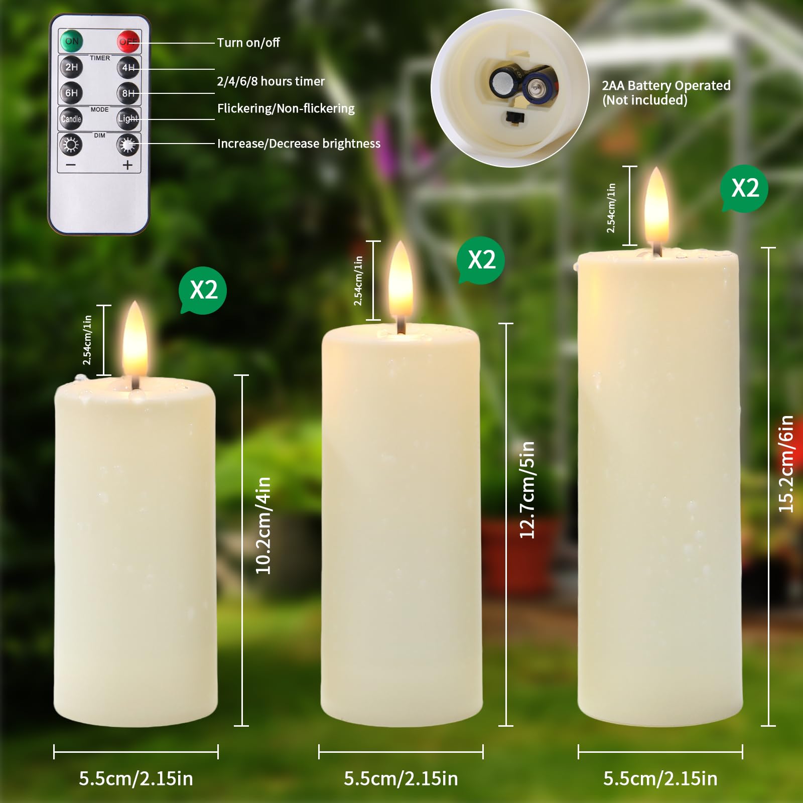 YTRUSTIX pillar candles with 3D wick in two-inch diameter and various heights