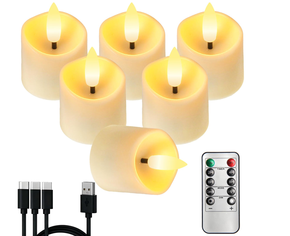 YTRUSTIX rechargeable tea light with 3D flame for safe, ambient indoor and outdoor decor.