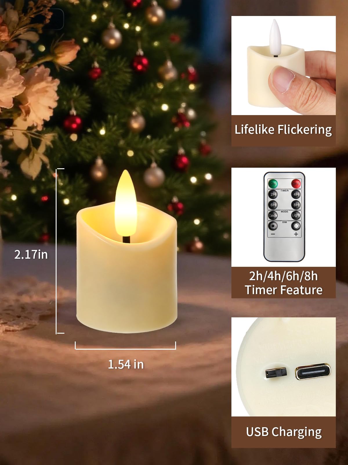 YTRUSTIX compact-sized flameless candles fit most small holders.
