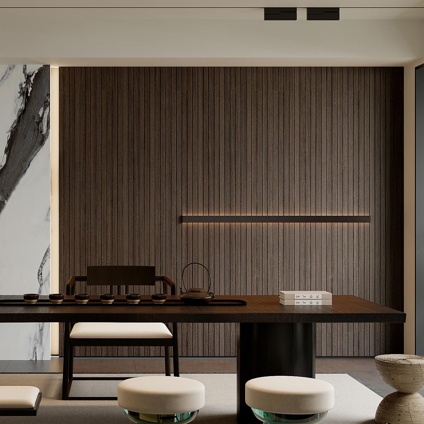 YU LI 3DH 3D slat design wall panel adding depth.