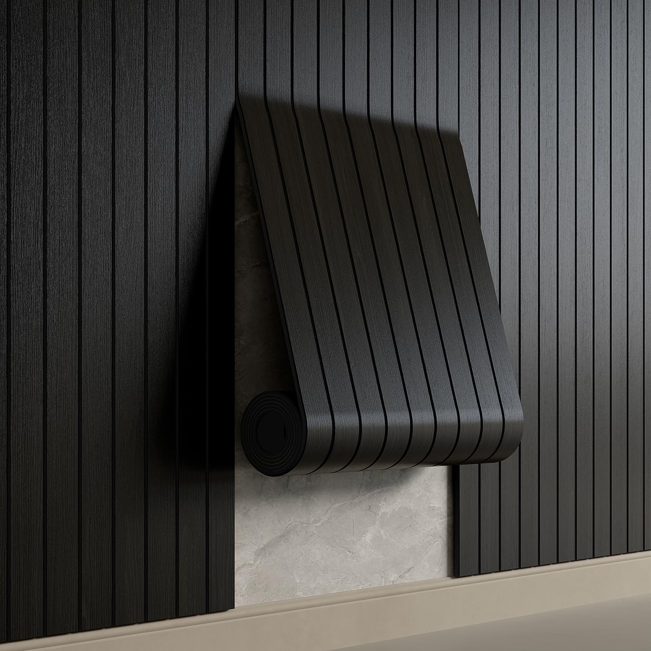 YU LI 3DH peel-and-stick slat panel with wood-grain texture for easy DIY decor.