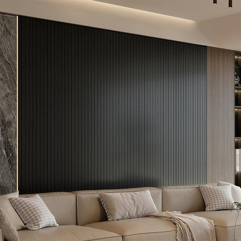 YU LI 3DH self-adhesive slat panel adds depth to walls and ceilings.