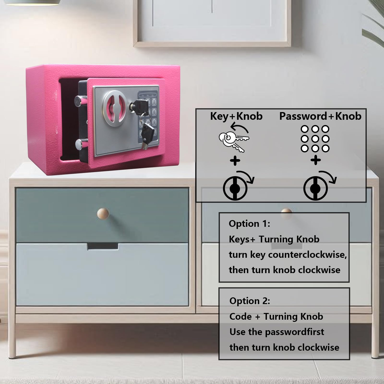 Yuanshikj safe includes two emergency keys for fast access.