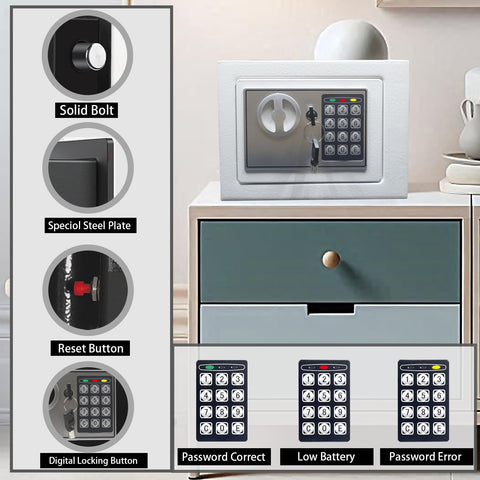 Yuanshikj safe includes emergency keys for fast entry when needed.