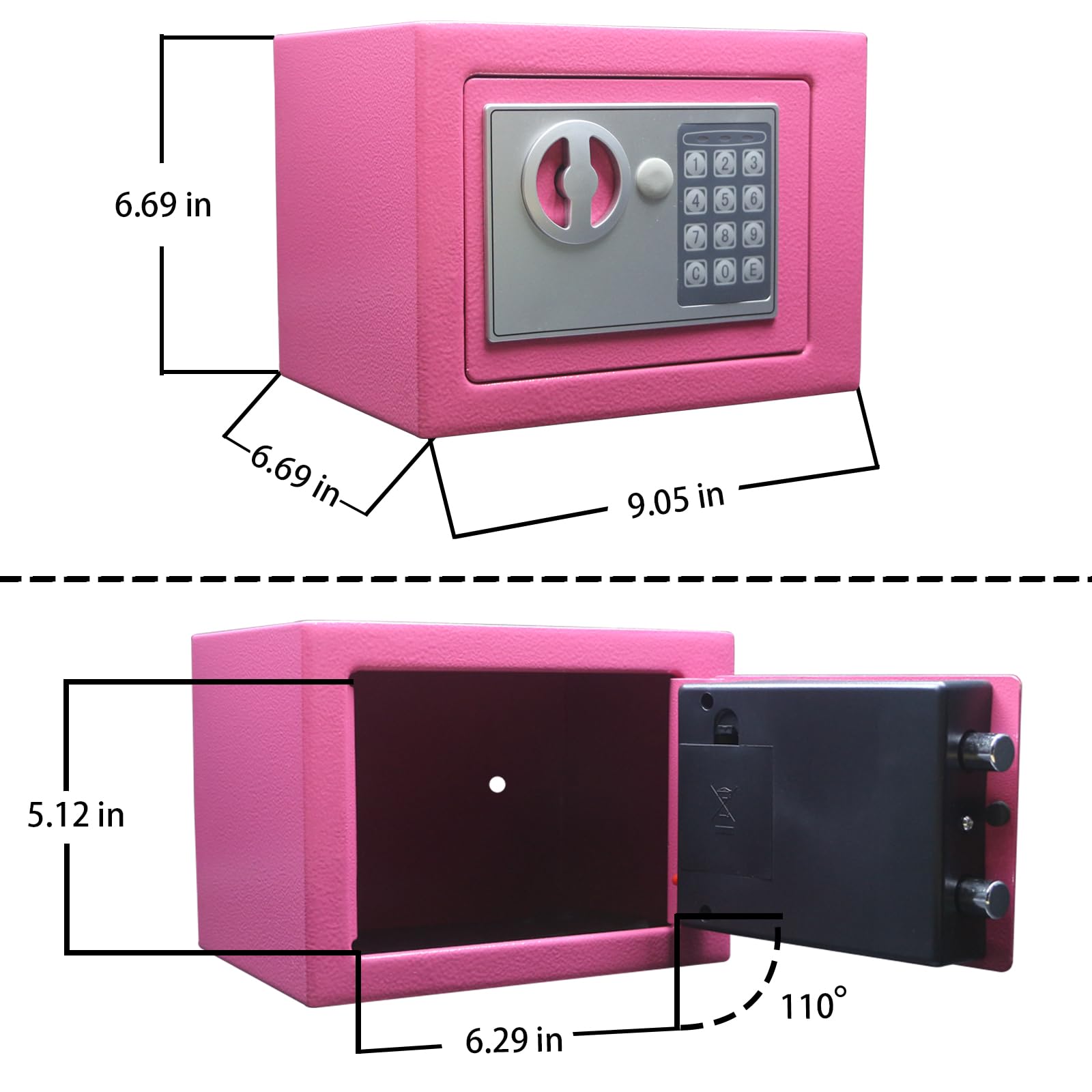 Yuanshikj safe with mounting holes for wall or floor installation.