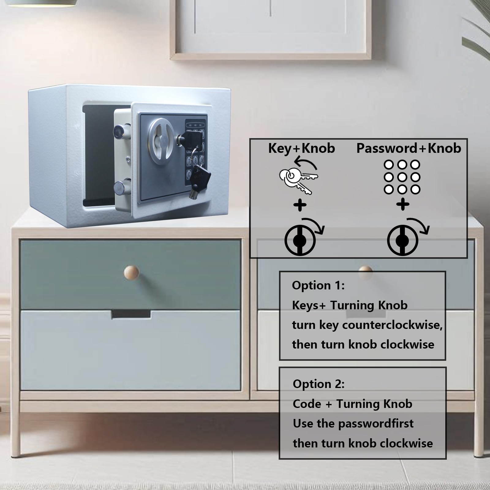 Yuanshikj safe includes pre-drilled holes for easy wall or floor mounting.
