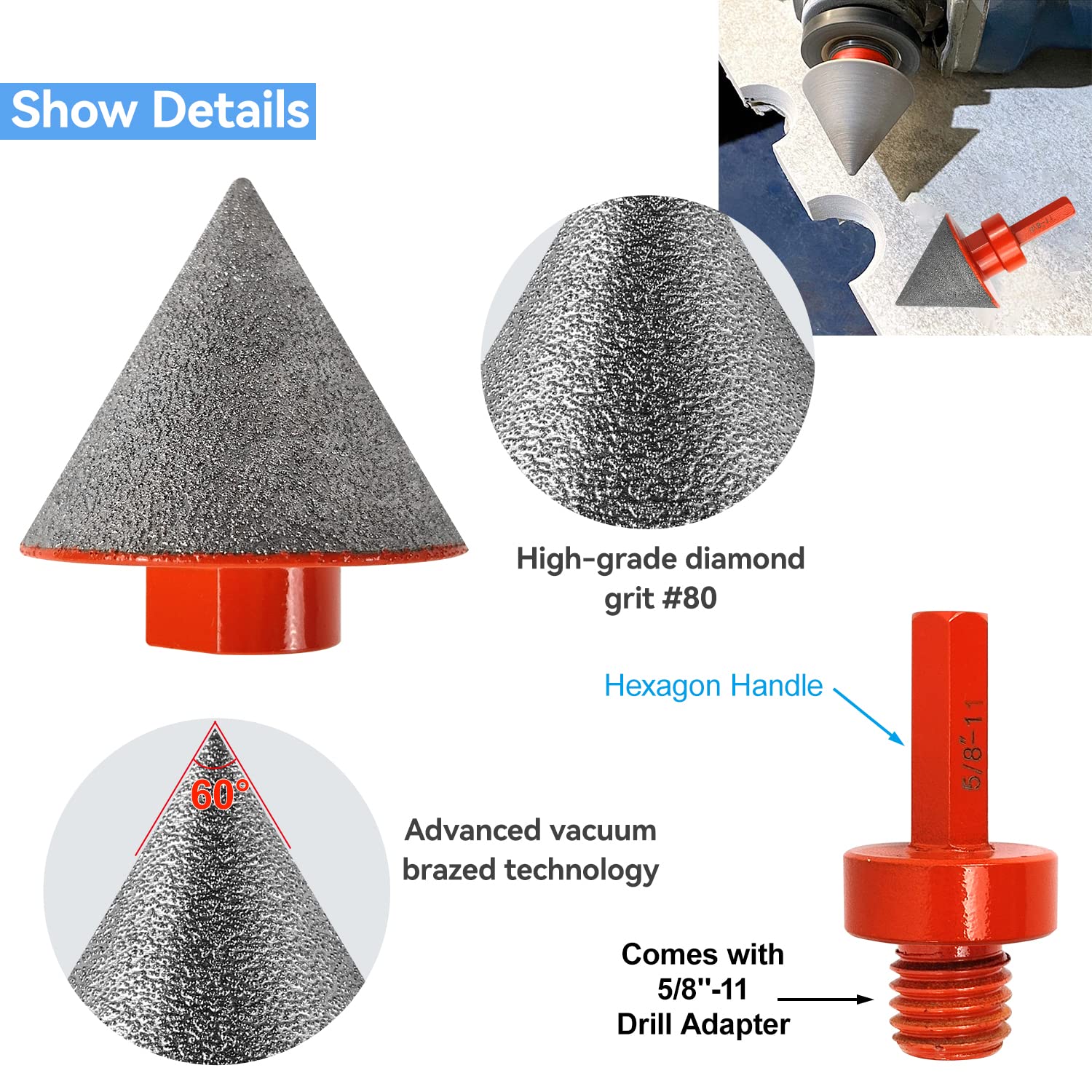 YUANYUU diamond milling drill bit 20mm for versatile hole sizing.