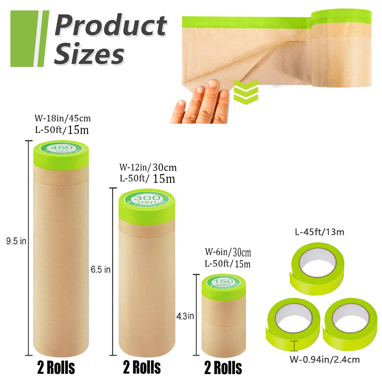 Yudahgan masking paper 6in x 50ft ideal for tight areas