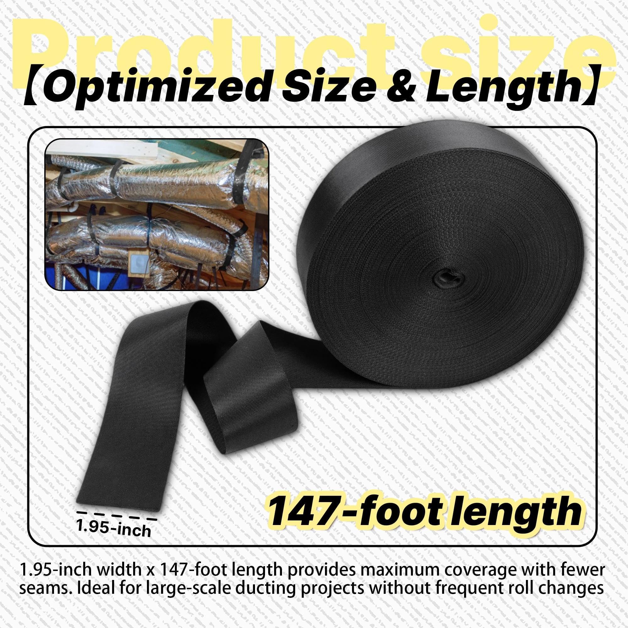 Yudylg 147-foot strap laid along a long duct run.