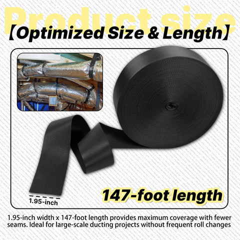 Yudylg 147-foot strap laid along a long duct run.