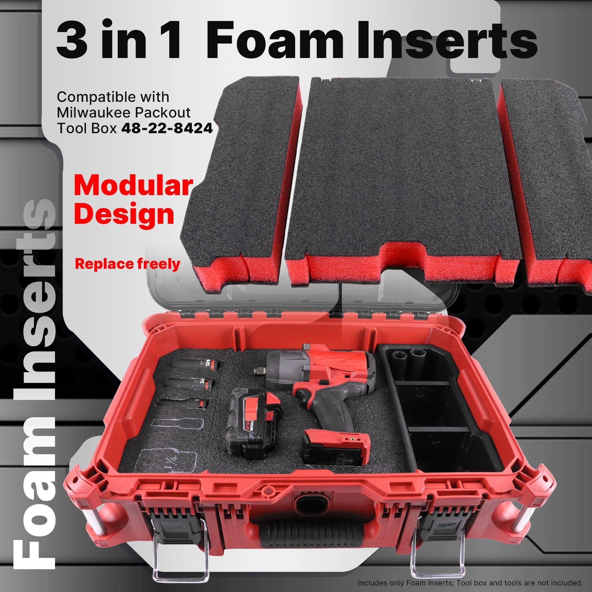 Yudylg customizable 60mm foam inserts enable flexible tool layouts.