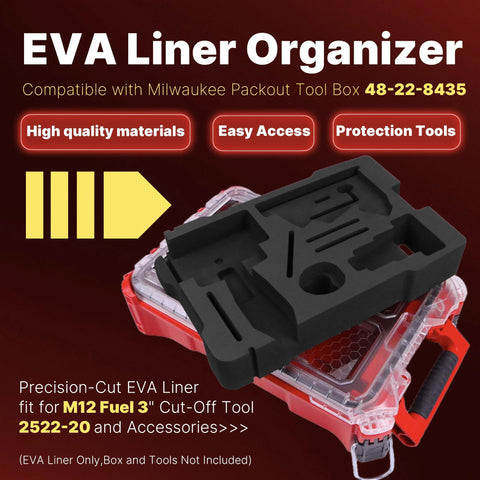 Yudylg EVA liner fits 2522-20 tool with dedicated wheel and battery slots