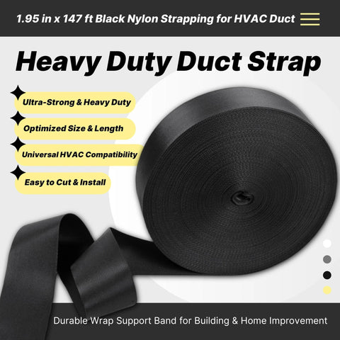 Yudylg heavy-duty nylon strap secures ducts up to 500 lbs.