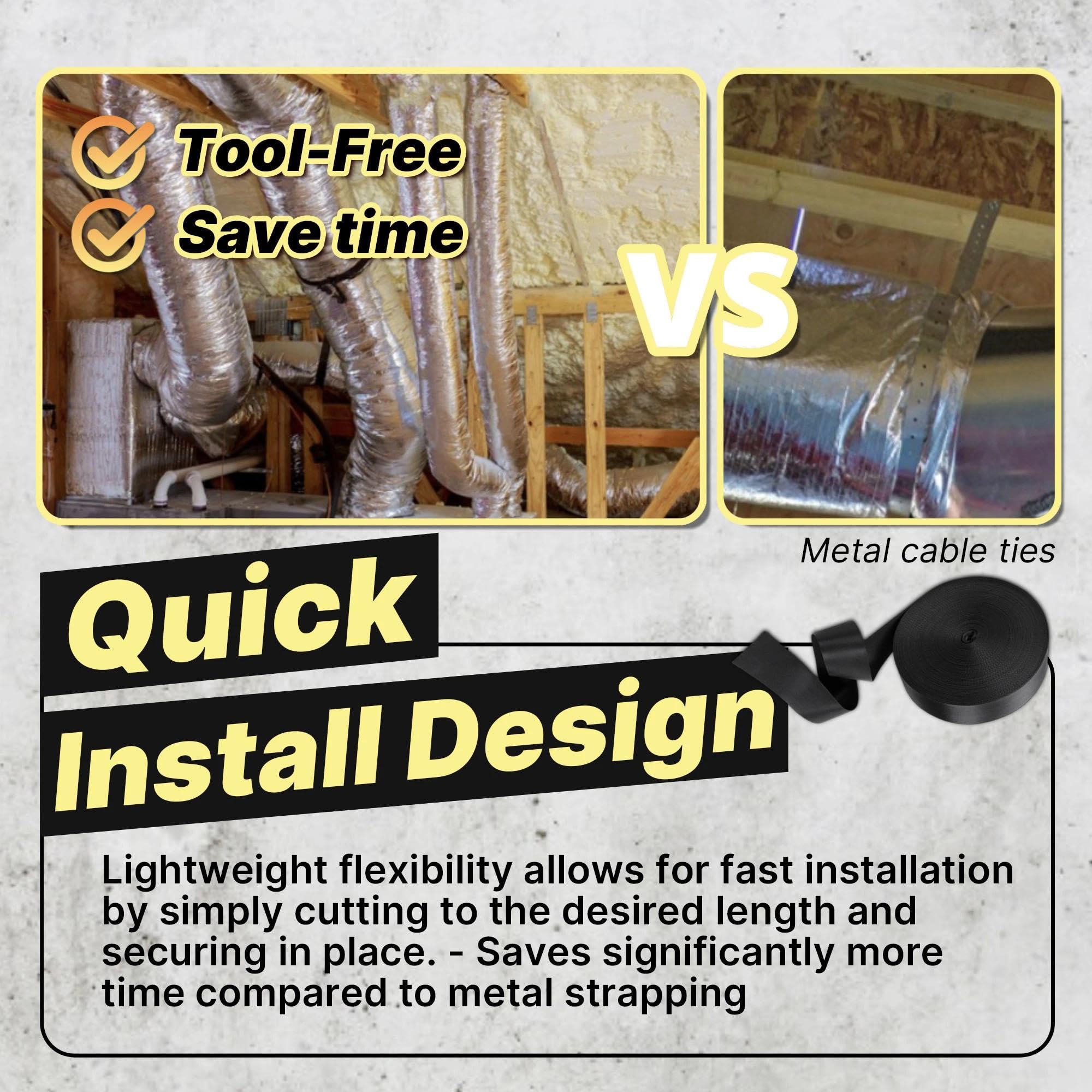 Yudylg non-conductive strap near insulated duct wrap.