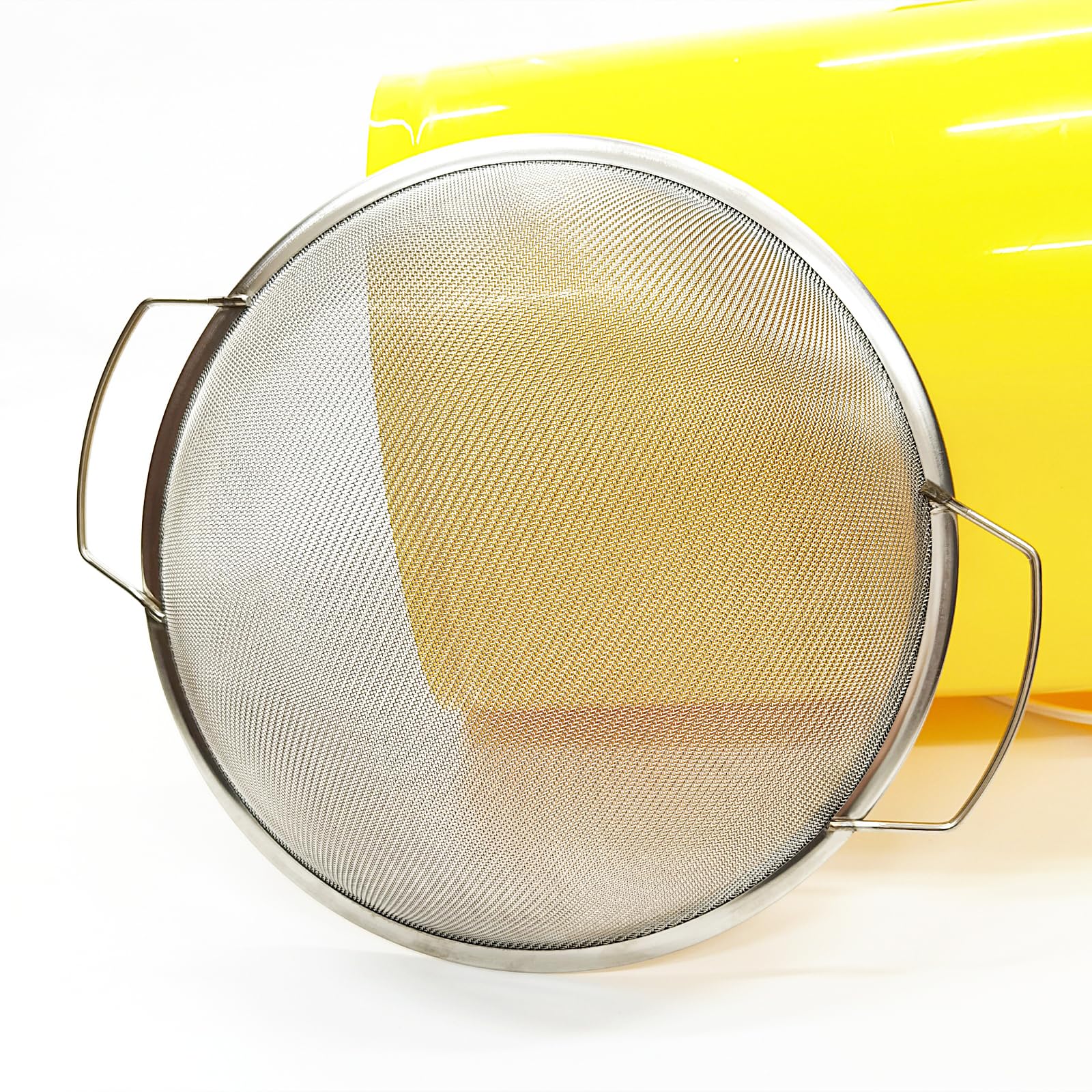 Versatile YUEBM strainer for beer, aquarium gravel, and honey.