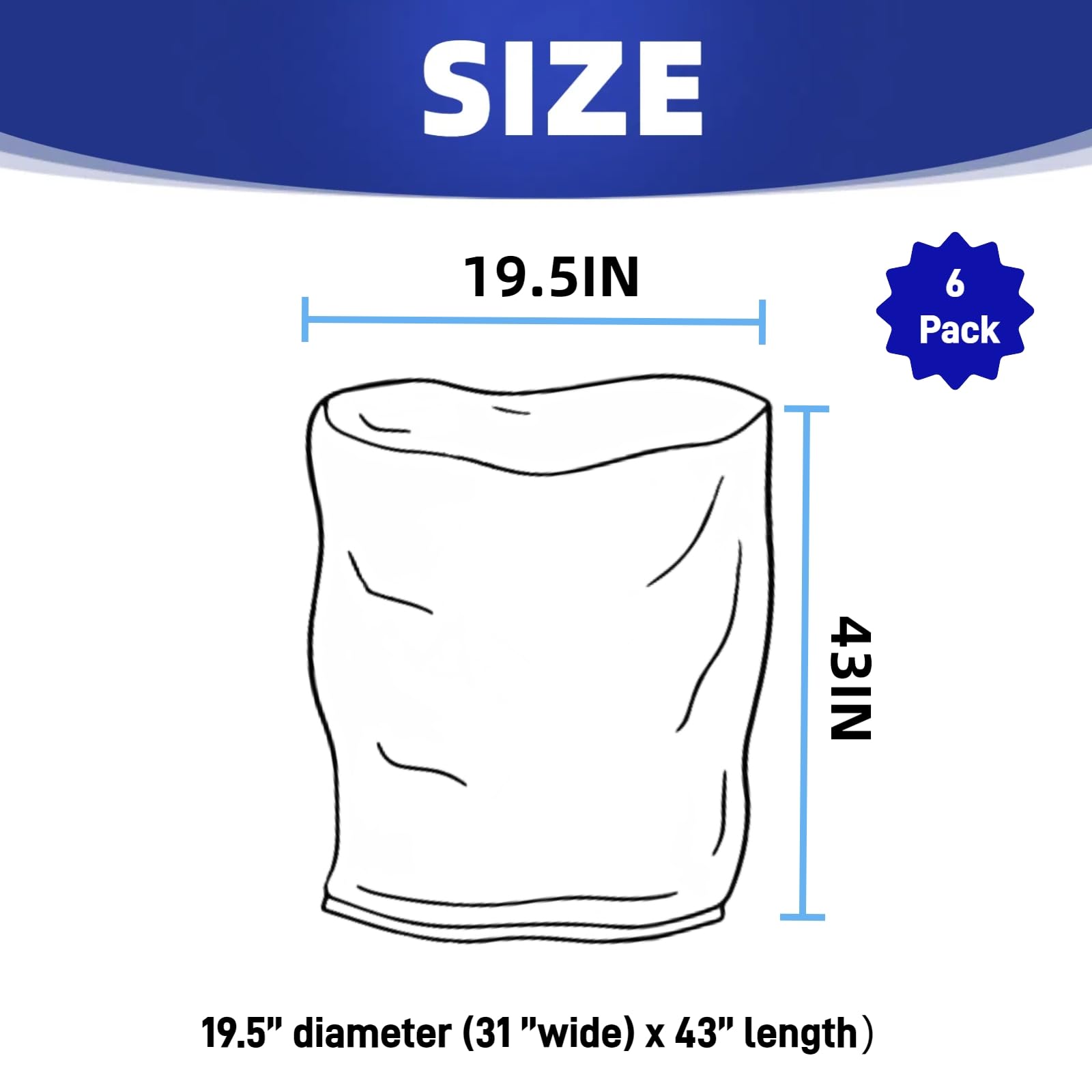 YUEERIO dust bag features 19.5in diameter and 43in length for ample capacity