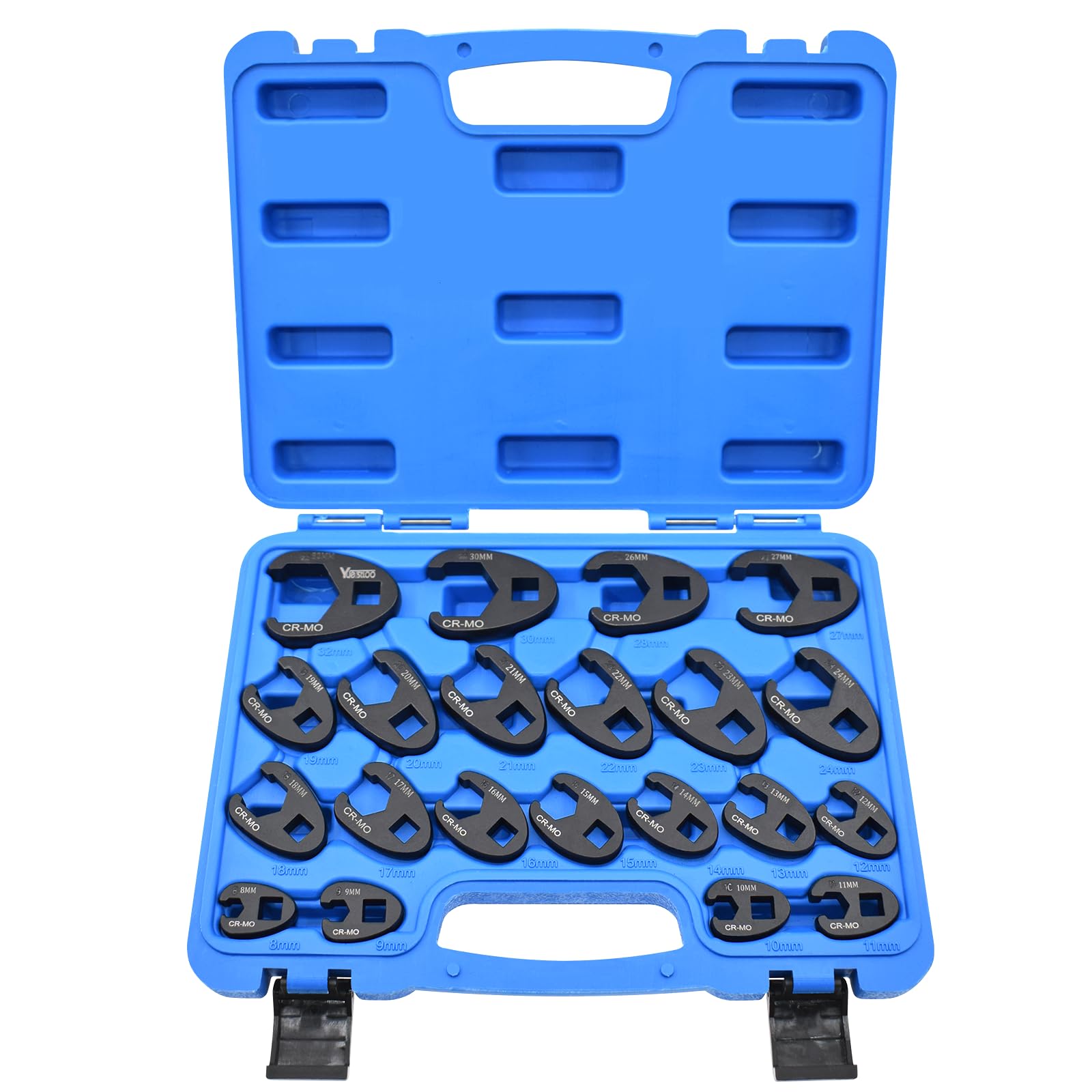 Yuesstloo crows-foot wrench set closeup shows precise 3/8 drive reach